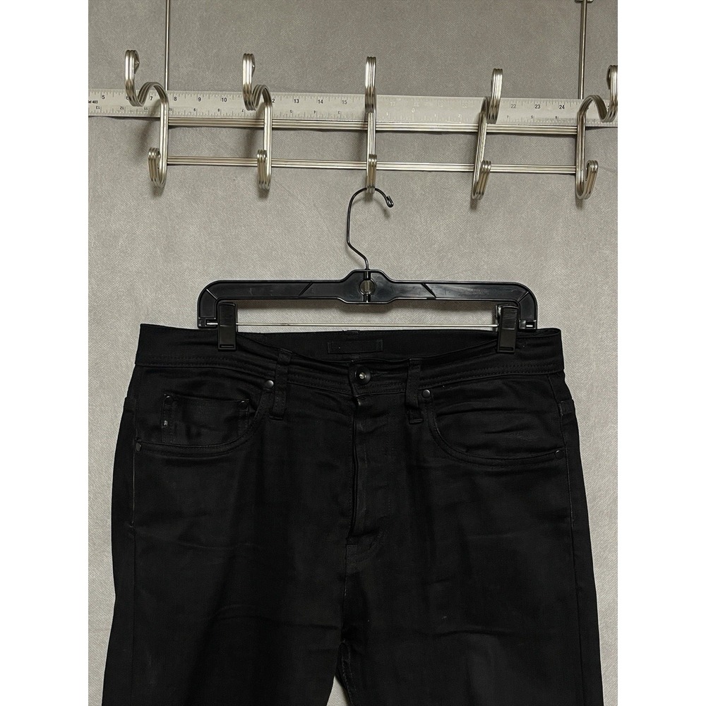 Unbranded Jeans Men 31 (34x32) Solid Black Selvedge Relaxed Tapered UB644 11oz